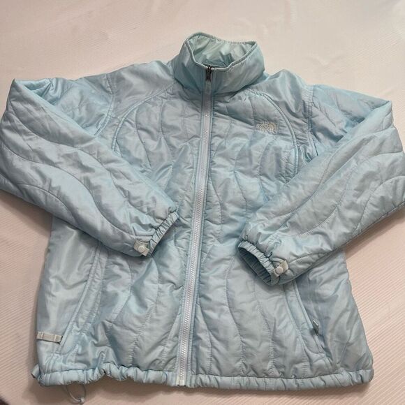 The North Face Aqua Baby Blue Jacket Size Medium Large See Measurements - Picture 1 of 12